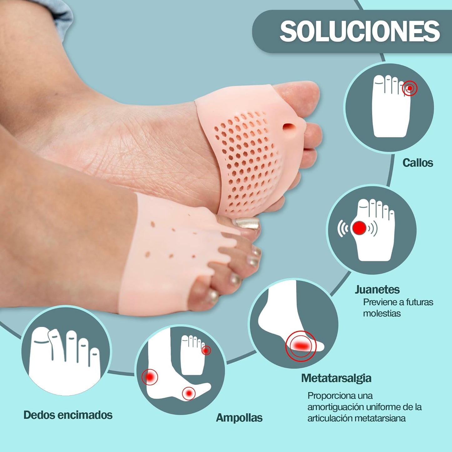 Almohadillas terapéuticas con Separador de dedos InnovaGoods (Pack de 2)